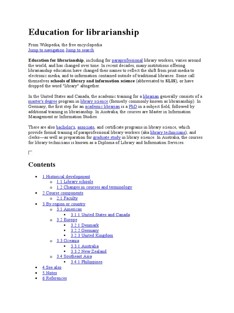 Education For Librarianship PDF Library Science Cultural
