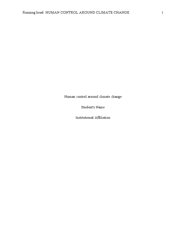 Human Control Around Climate Change | PDF
