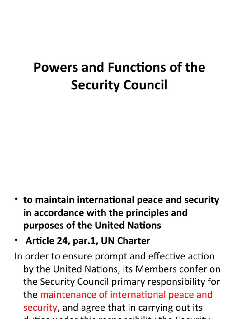Powers and Functions of the United Nations Security Council