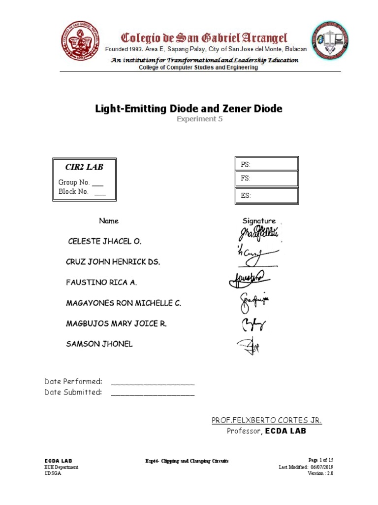 LED and Zener Diode Experiment Guide | PDF | Diode | Light Emitting Diode