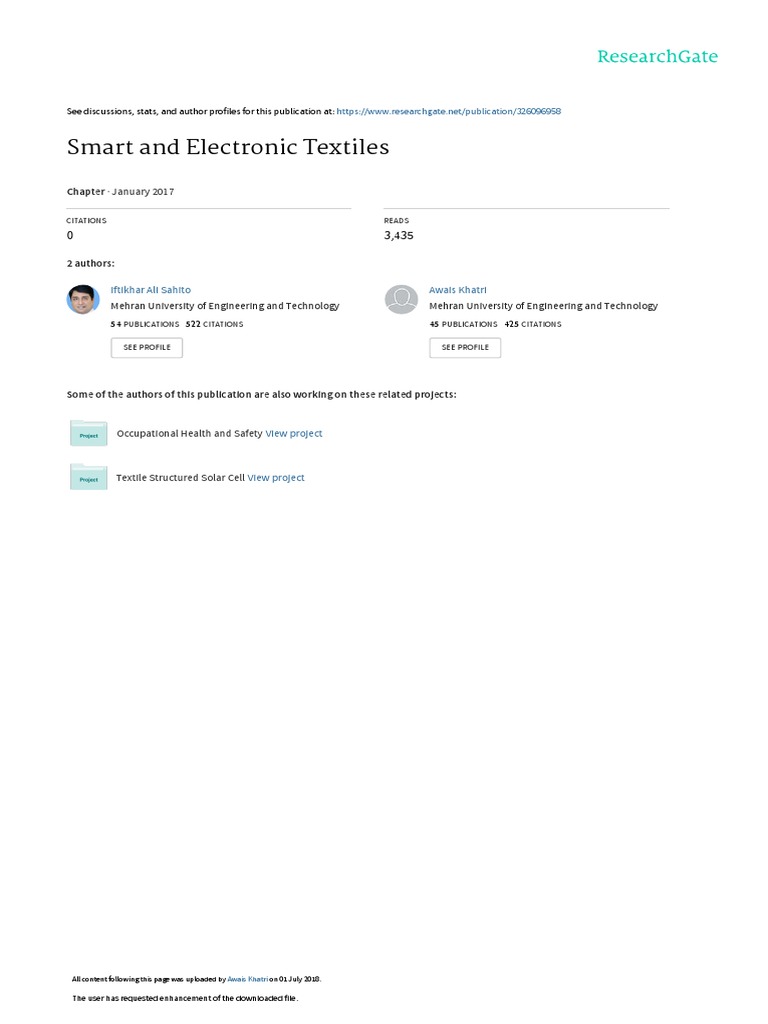 Smart and Electronic Textiles Overview | PDF | E Textiles | Textiles