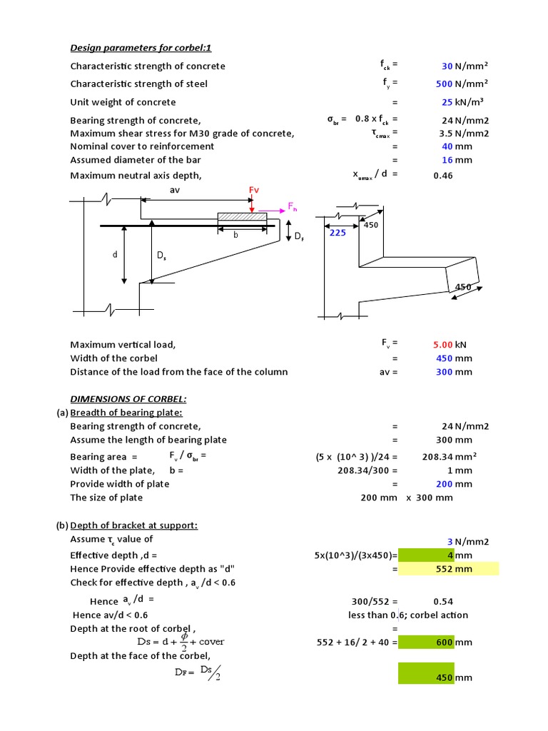 Design Parameters For Corbel:1: B D D D 450 | PDF | Length | Solid ...