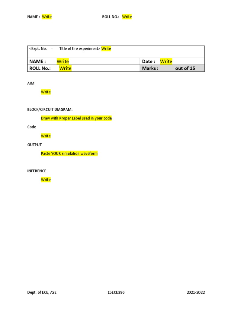 Record Template - Lab | PDF