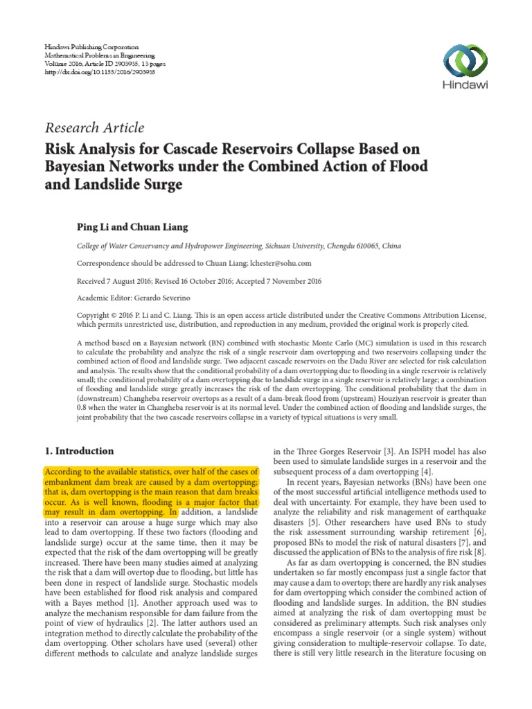 Risk Analysis For Cascade Reservoirs | PDF | Flood | Dam
