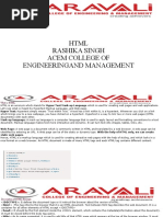 HTML Rashika Singh Acem College of Engineeringand Management