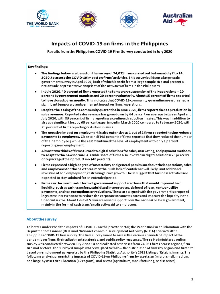 Impacts of COVID-19 On Firms in The Philippines | PDF | Economies ...