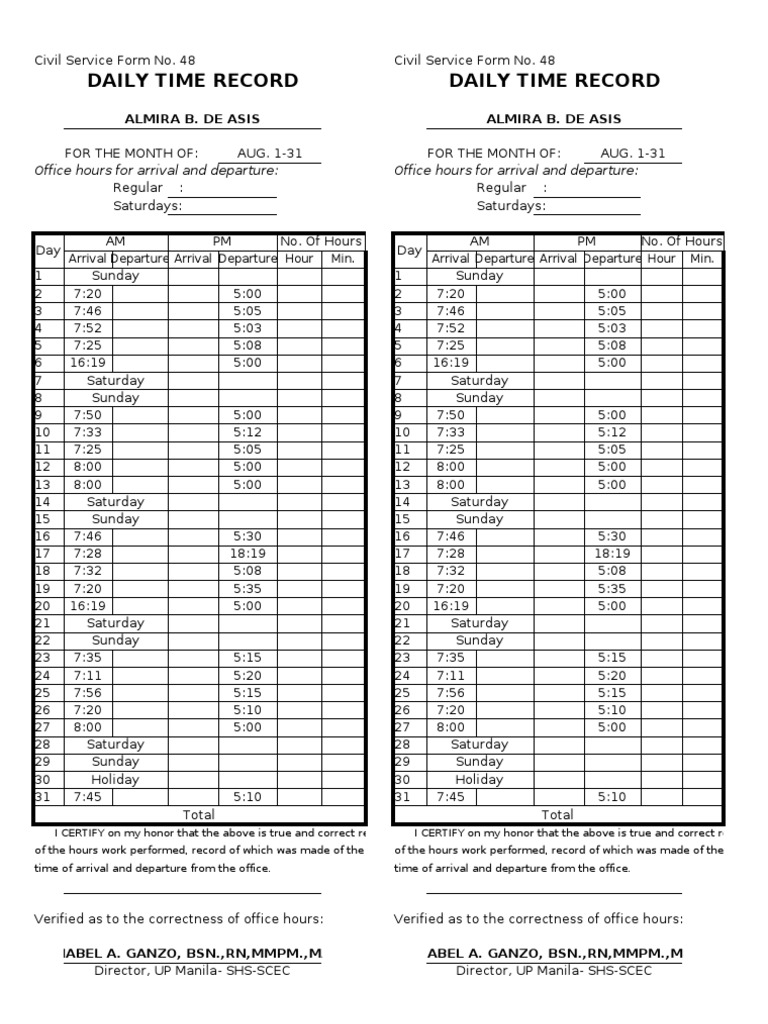 DTR Form