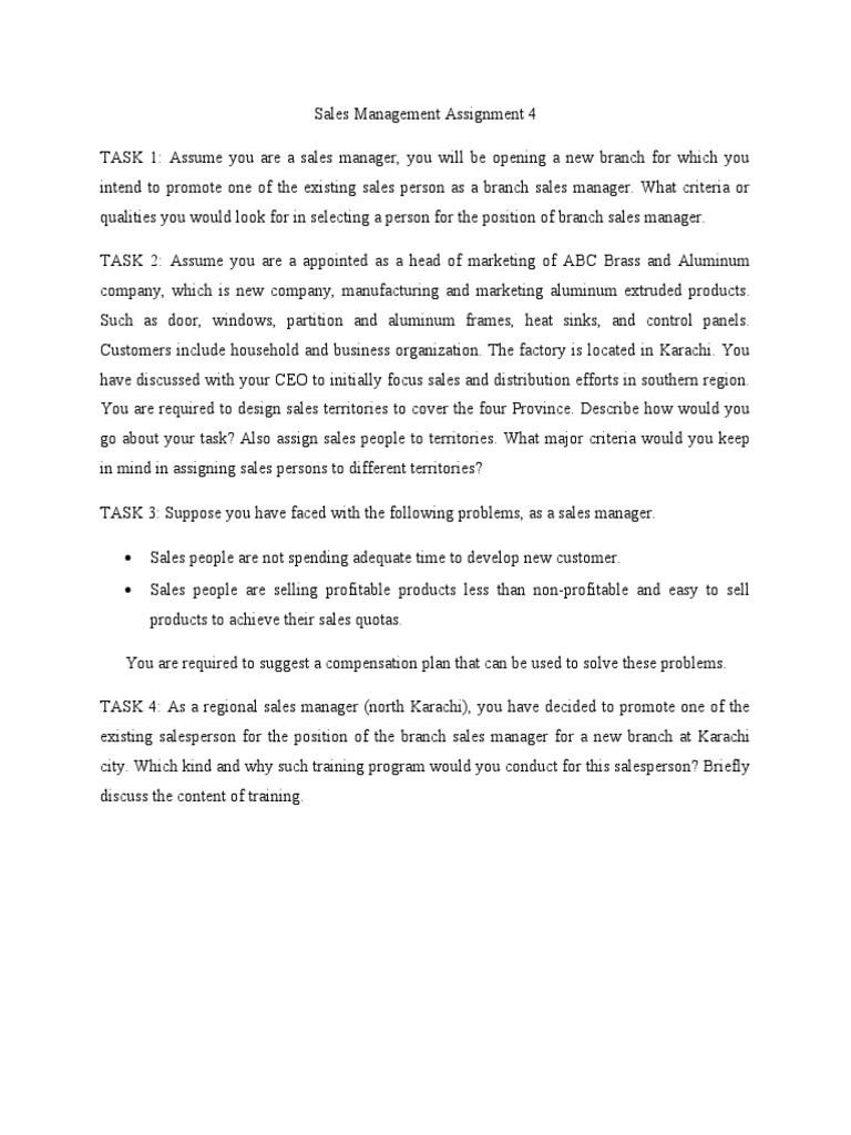 Sales Management Asssignment | PDF