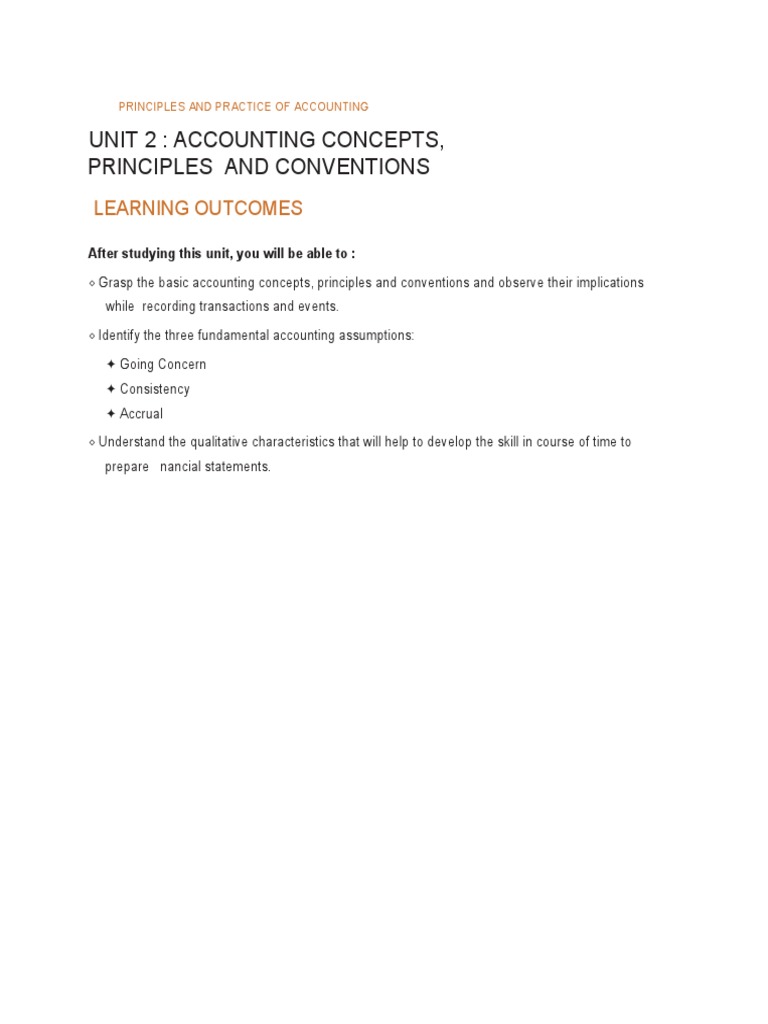 Accounting Concepts Conventions and Principles Notes | PDF | Equity ...