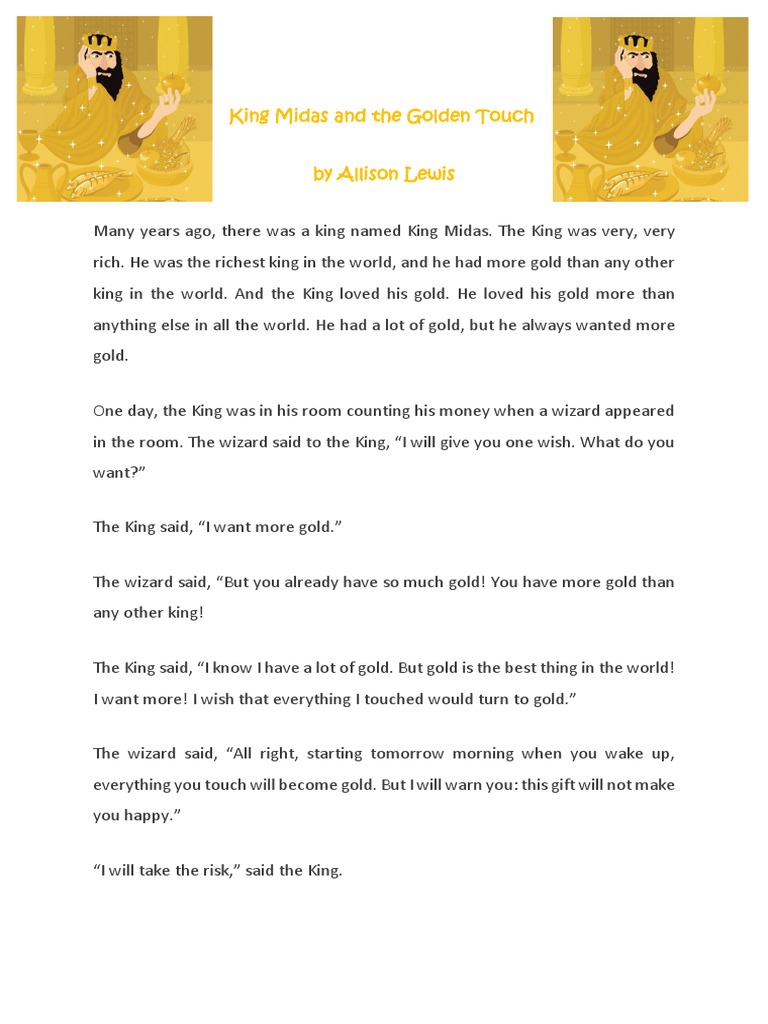 King Midas and the Golden Touch Story | PDF | Classics
