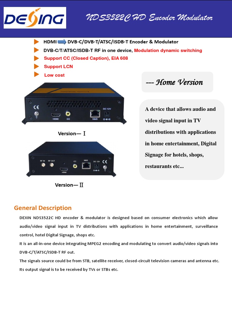 NDS3522C PDF Hdmi Set Top Box