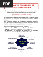 CONDUITE A TENIR EN CAS DE SITUATION D’URGENCE
