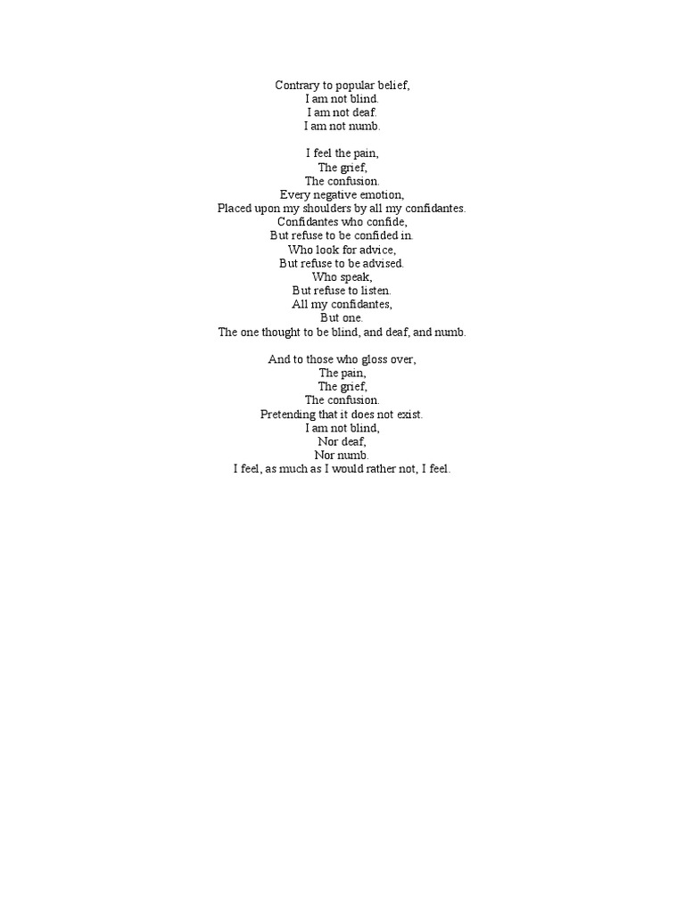 Poem of A Misunderstood Teen | PDF