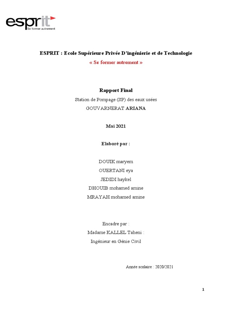 Rapport Final sur la Station de Pompage | PDF | Chef de projet ...
