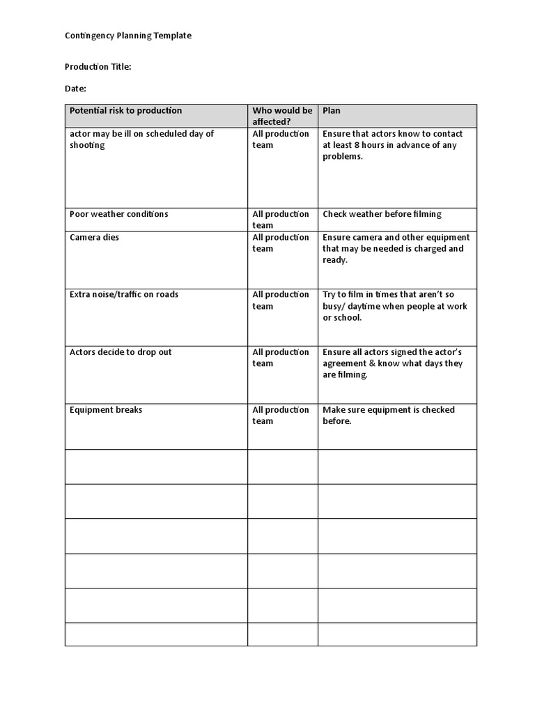 Contingency Plan Template | PDF