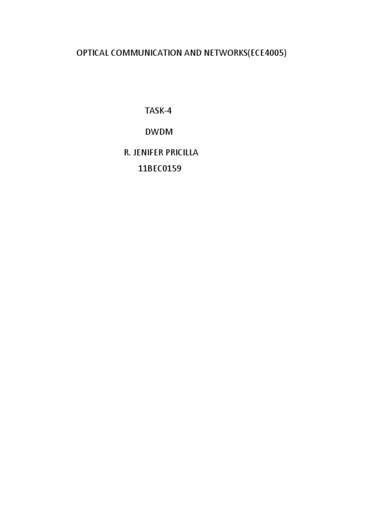 Optical Communication and Networks (Ece4005) PDF