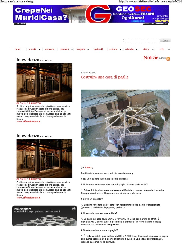 Costruire Una Casa In Paglia