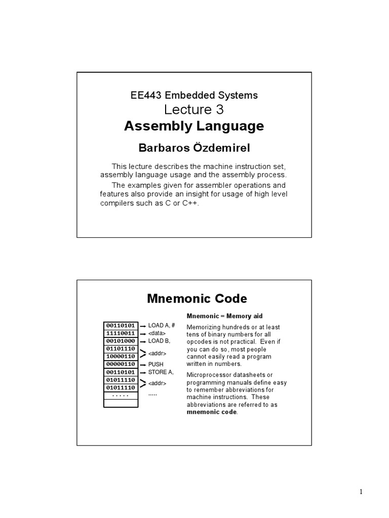Assembly Language Basics for Embedded Systems | PDF | Assembly Language ...