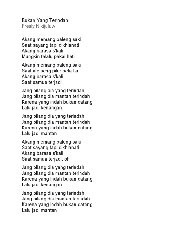 Lirik Lagu Daerah Ambon Terpopuler | PDF