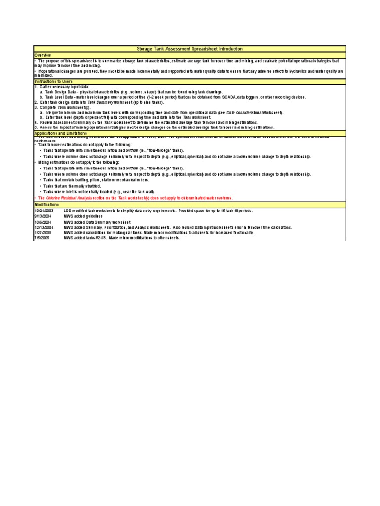 Tank Spreadsheet | PDF | Flow Measurement | Volume