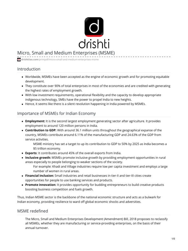 Importance of MSMEs in India | PDF | Small And Medium Sized Enterprises ...