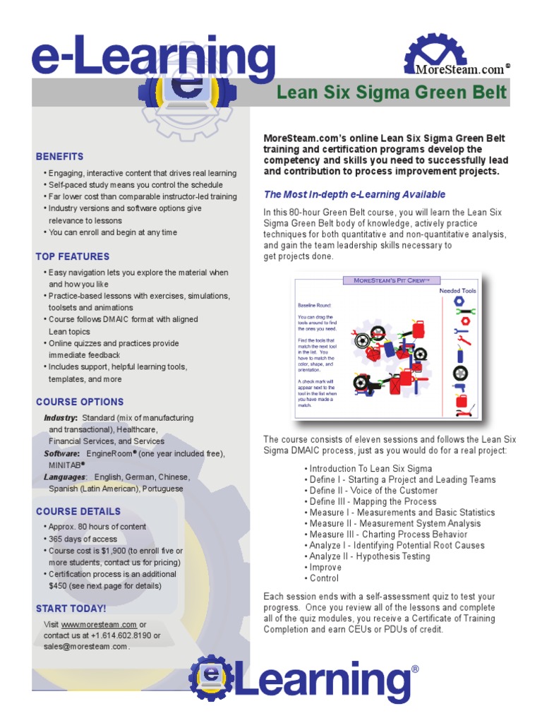 Lean Six Sigma Green Belt Benefits PDF Educational Technology