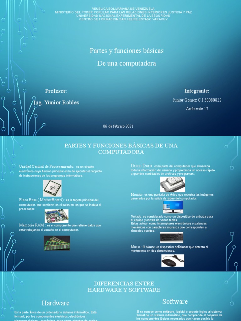 Partes y Funciones de una Computadora | PDF | Hardware de la ...