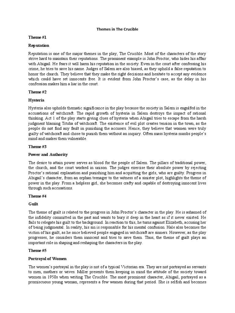 Themes in The Crucible PDF