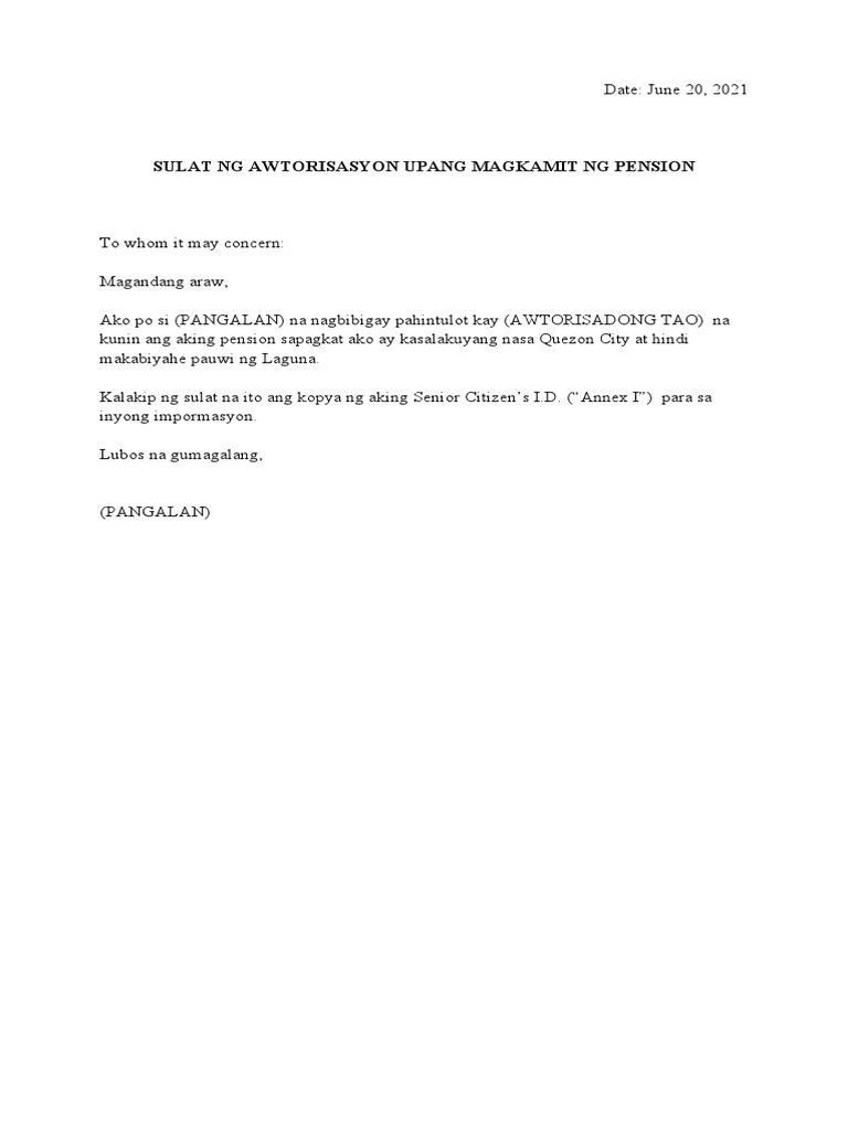 Sample Tagalog Authorization PDF