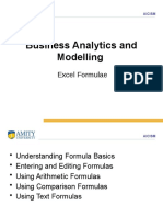 Business Analytics and Modelling: Excel Formulae