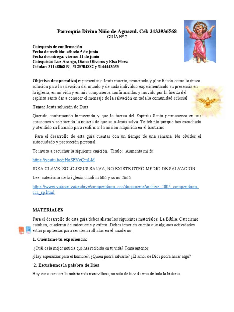 Guía 7 Tema, JESÚS SOLUCIÓN DE DIOS PDF Cristo (título) Jesús