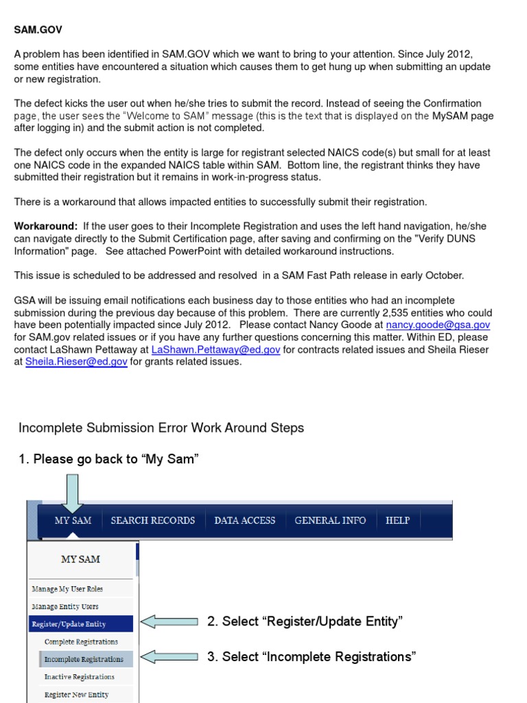 SAM.gov Registration Submission Issue | PDF | Cyberspace | Computing