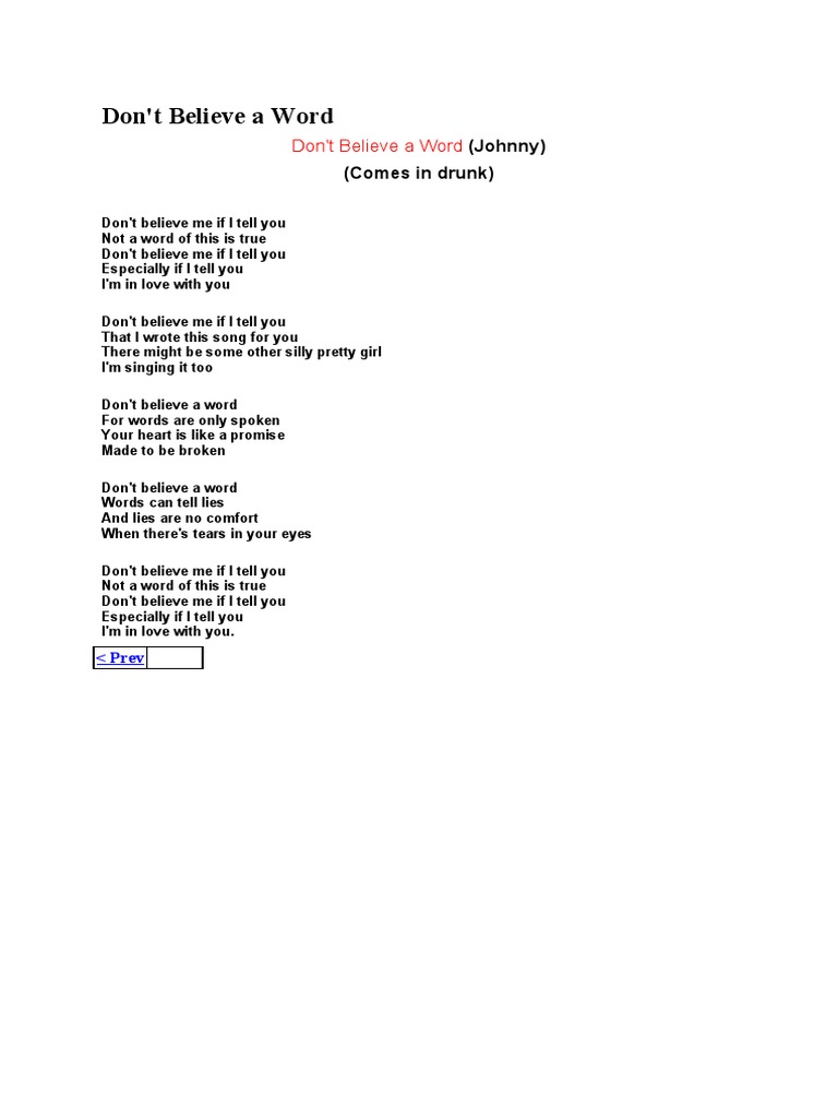 Don't Believe A Word | PDF