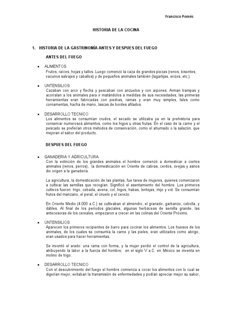 HISTORIA DE LA COCINA | Nature