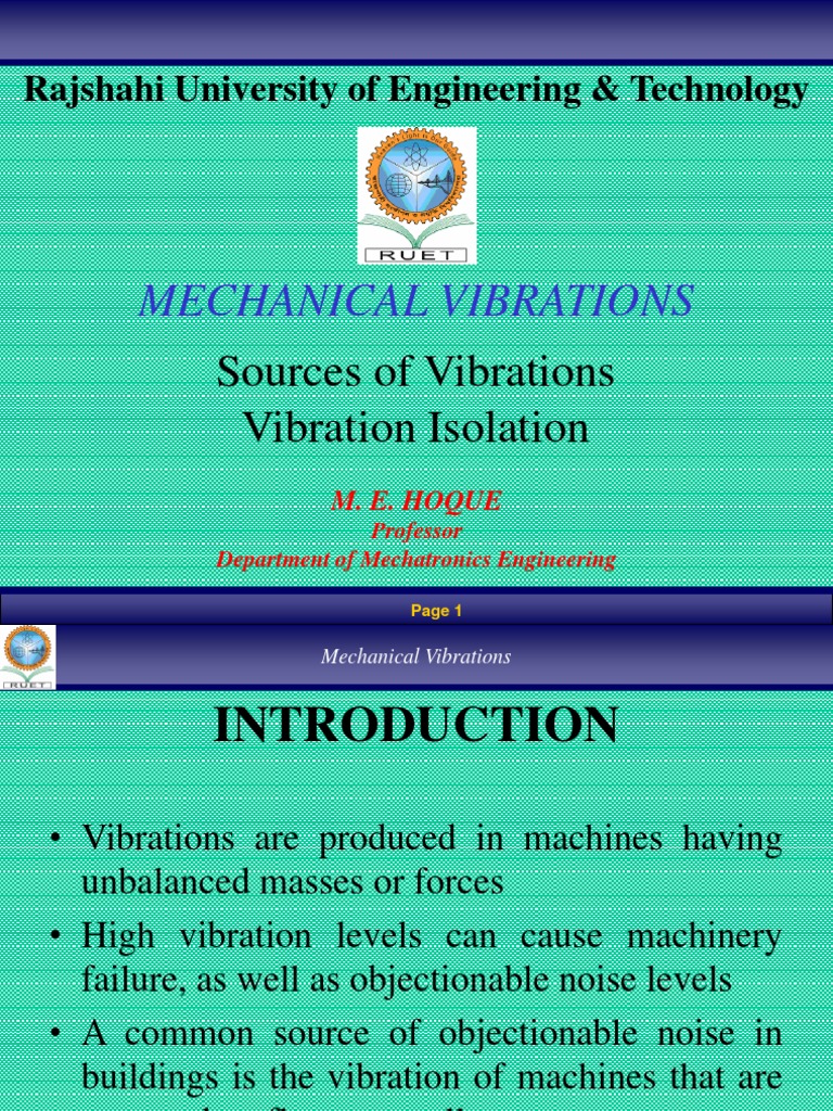 Sources and Control of Mechanical Vibration | PDF | Applied And ...