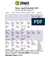 April Rhythm Fitness Schedule