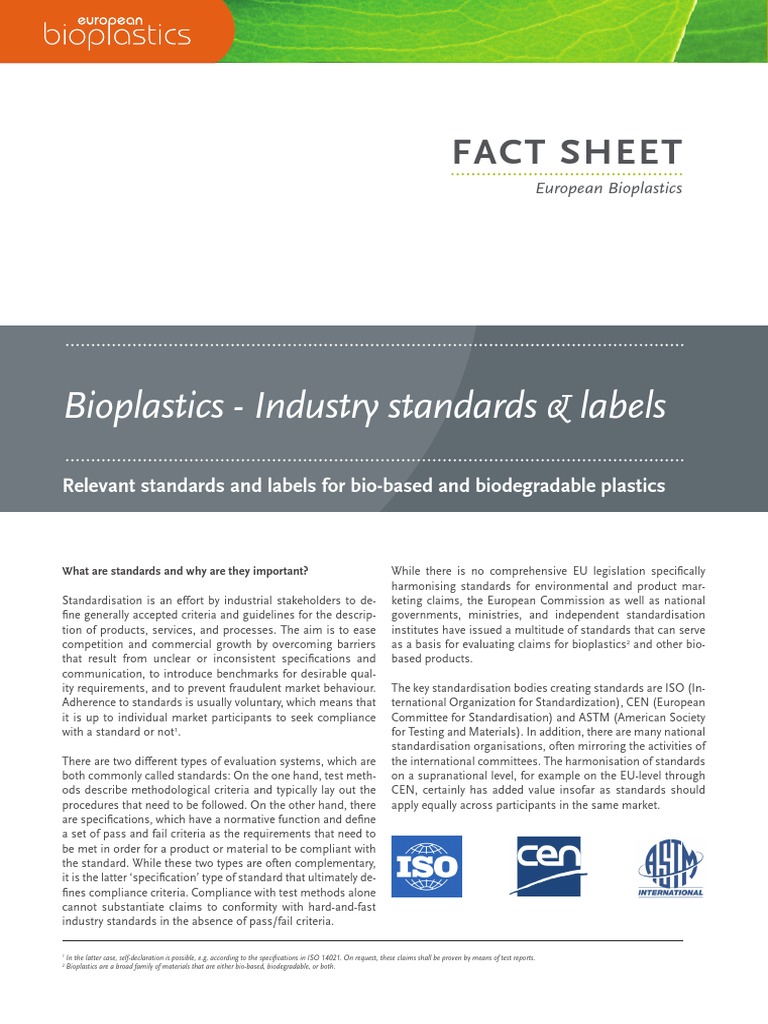 Bioplastics Standards and Labels Overview | PDF | Biodegradation | Life ...