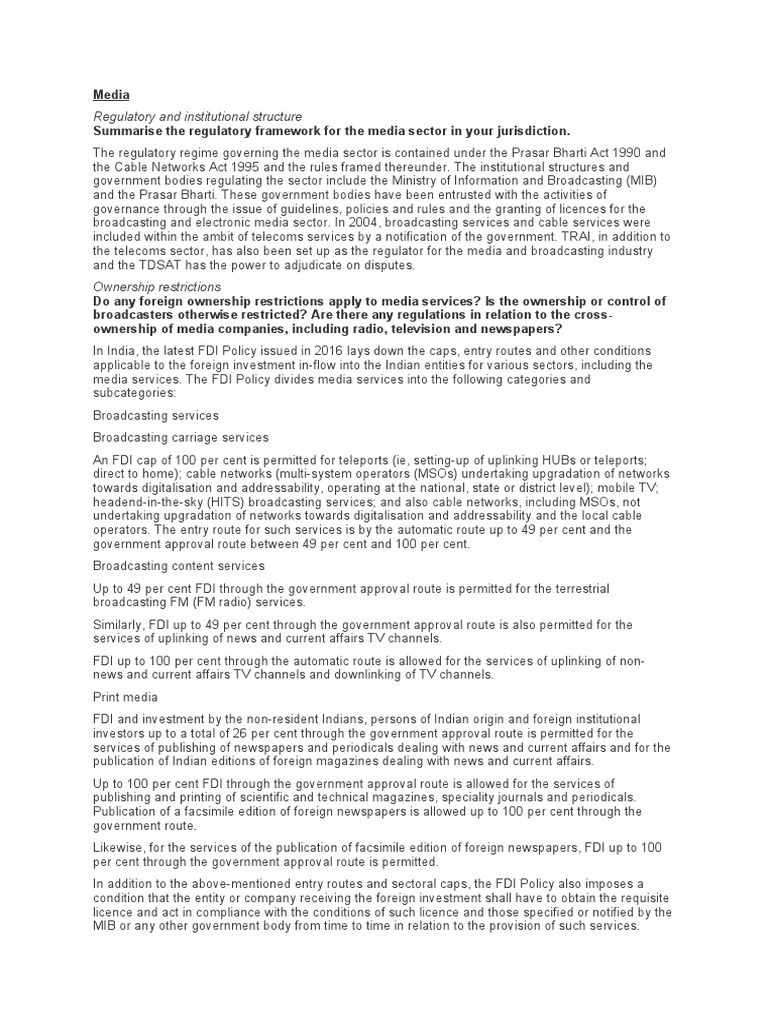 Media Licensing Framework in India | PDF | Satellite Television | License