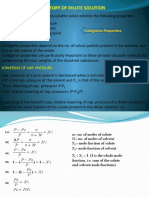 Theory of Dilute Solution: Colligative Properties