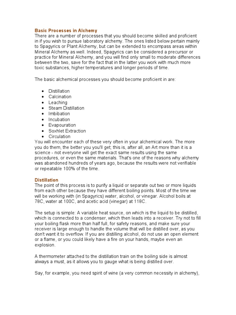 Alchymie - Ca - Basic Processes in Alchemy | PDF