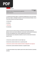 Lista de Exercícios Prova Integrada - Bromatologia e Tecnologia Dos Alimentos - GABARITO