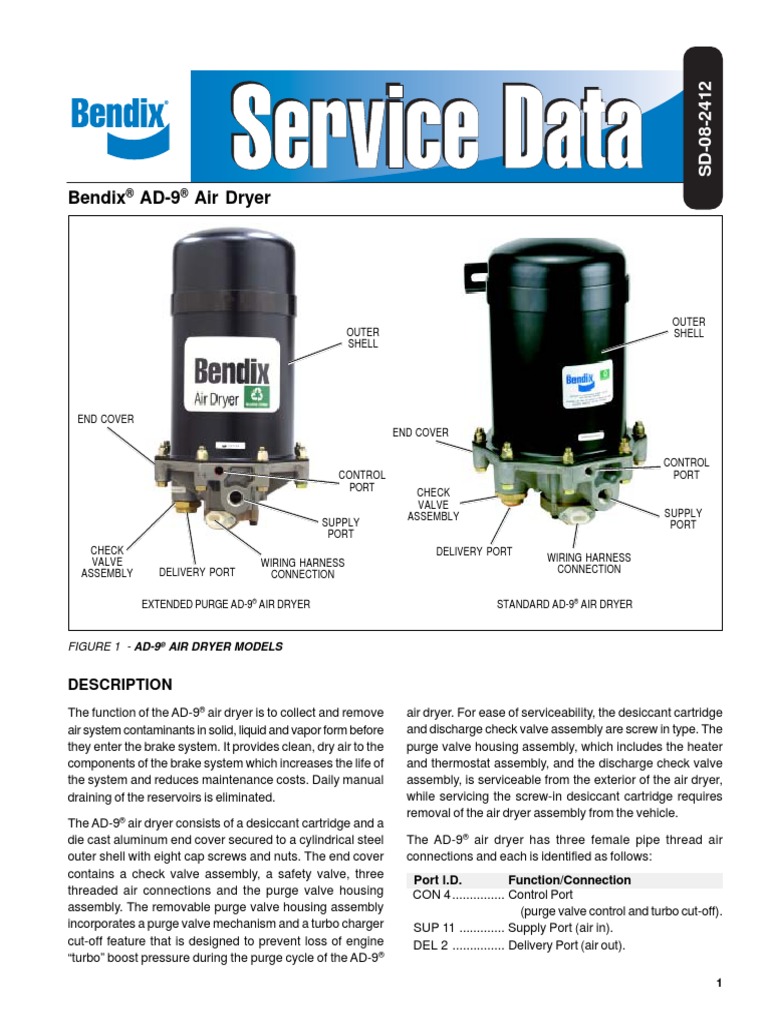 Bendix AD-9 Air Dryer: Description | PDF | Turbocharger | Valve