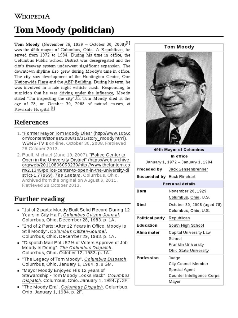 Tom Moody (Politician) References PDF Business