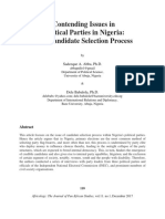 Contending Issues in Political Parties in Nigeria: The Candidate Selection Process