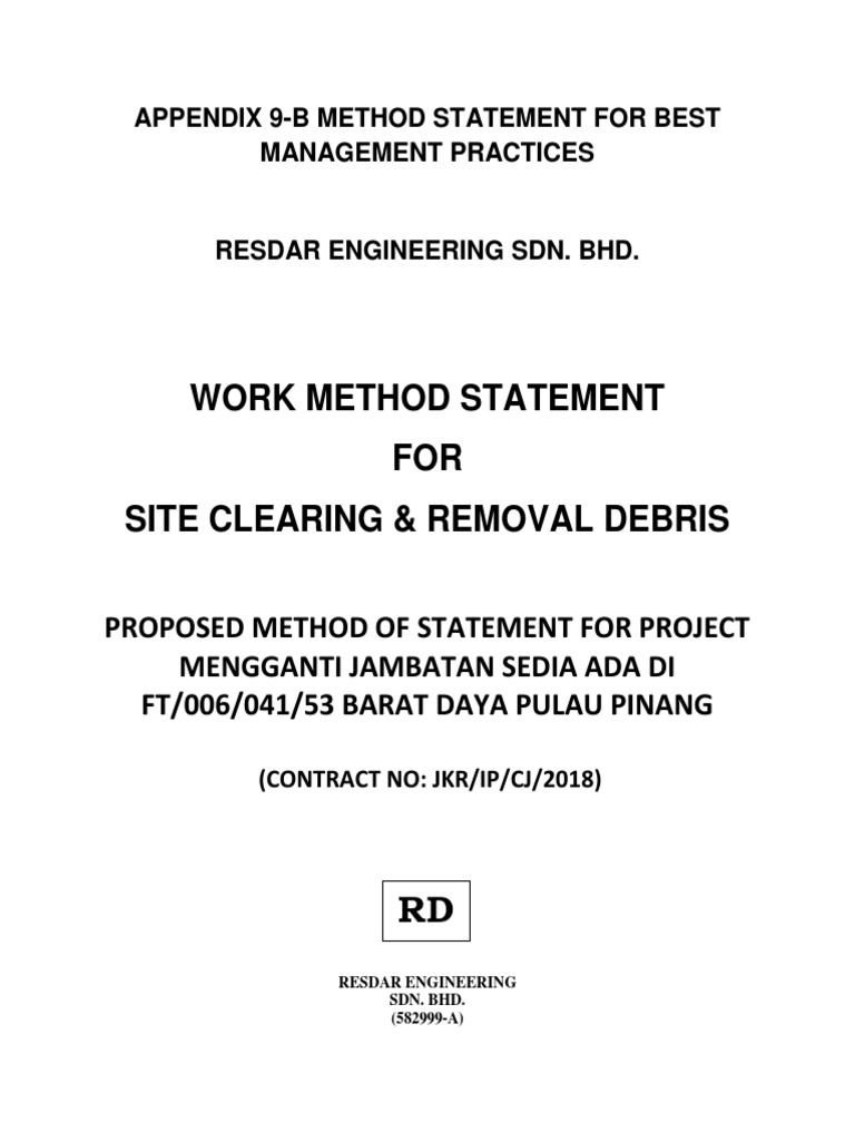 Site Clearing Method Statement for JKR Project | PDF | Surface Runoff ...