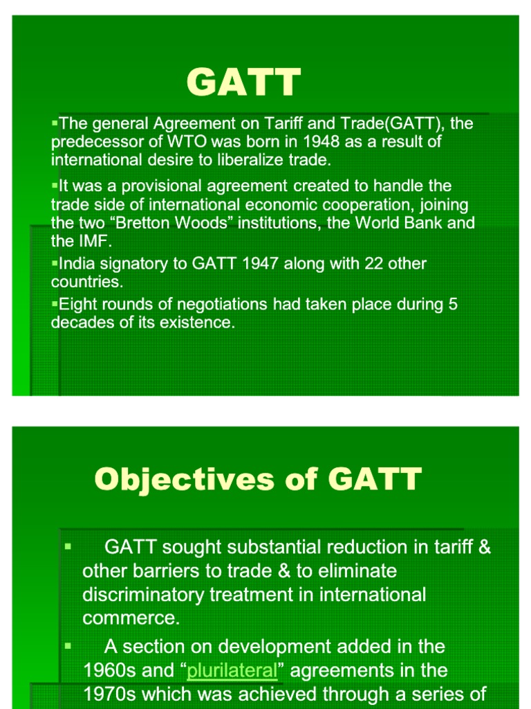 GATT PDF General Agreement On Tariffs And Trade World Trade