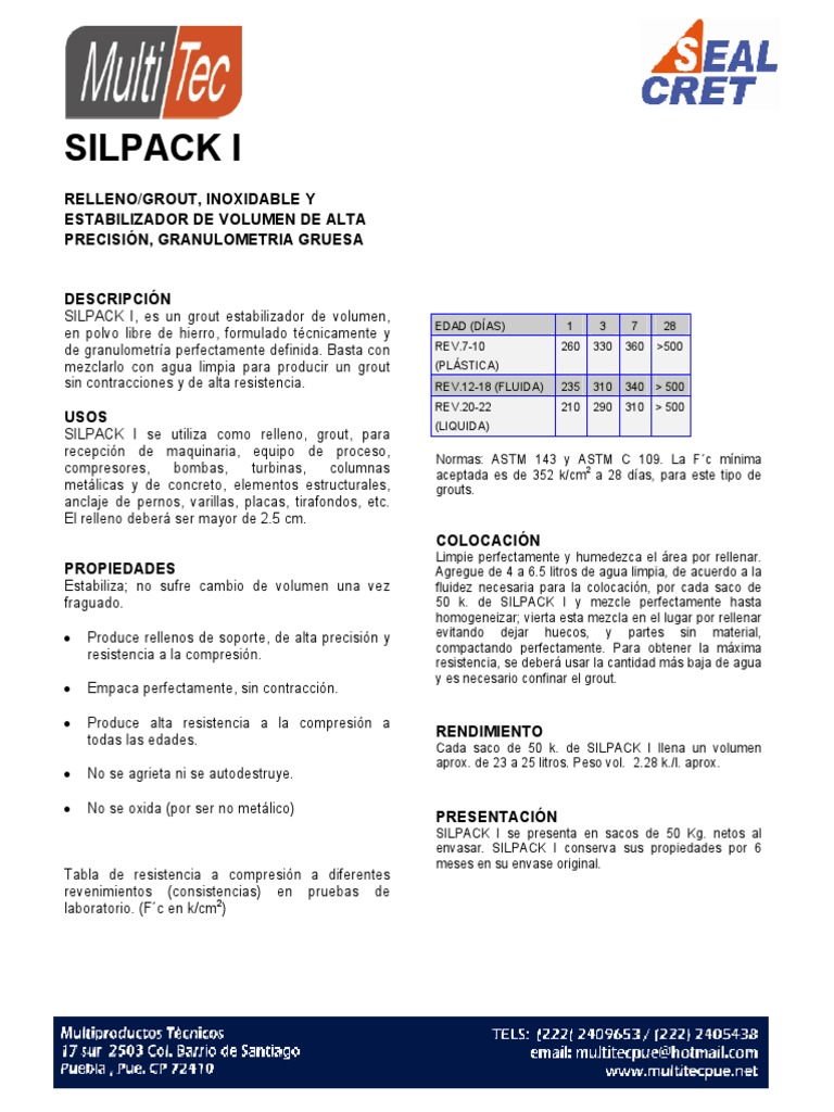 Silpack I | PDF | Hormigón | Materiales de construcción