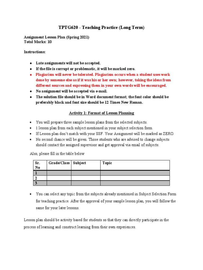 Long-Term Teaching Practice Lesson Plan | PDF | Lesson Plan | Poetry