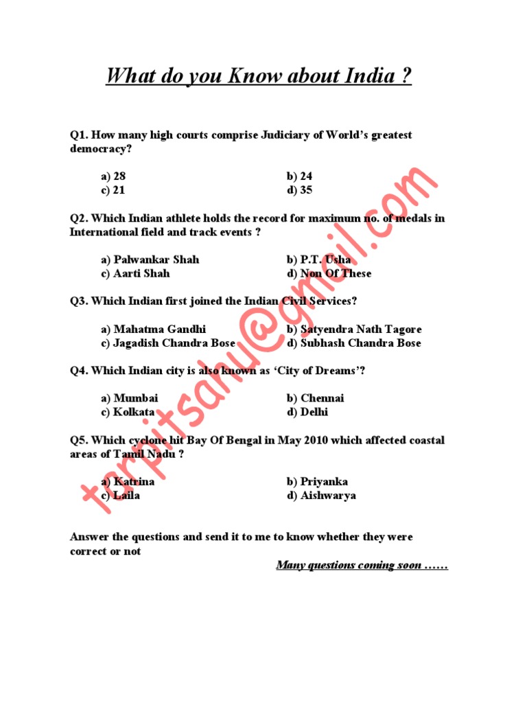 What Do You Know About India 2 | PDF | Travel