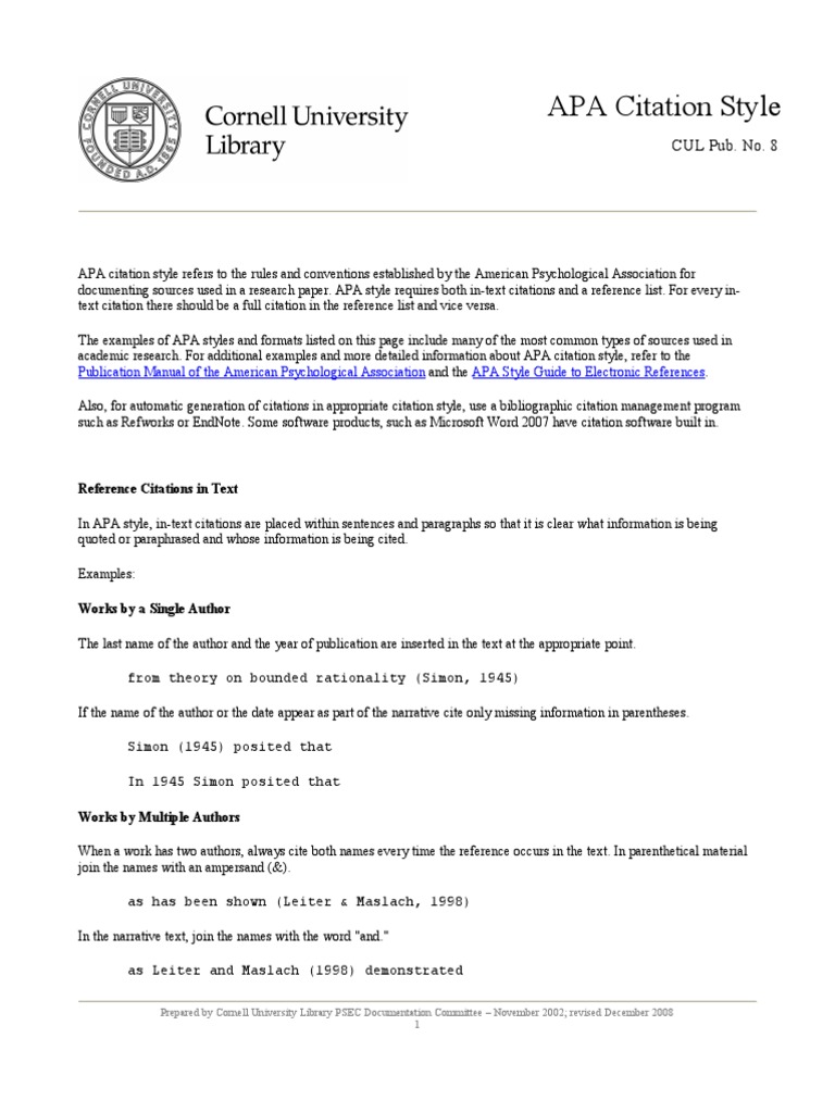 Apa Citation Style Cul Pub No 8 Citation Apa Style